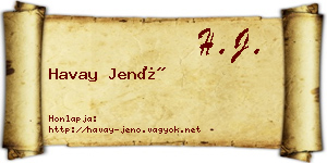 Havay Jenő névjegykártya